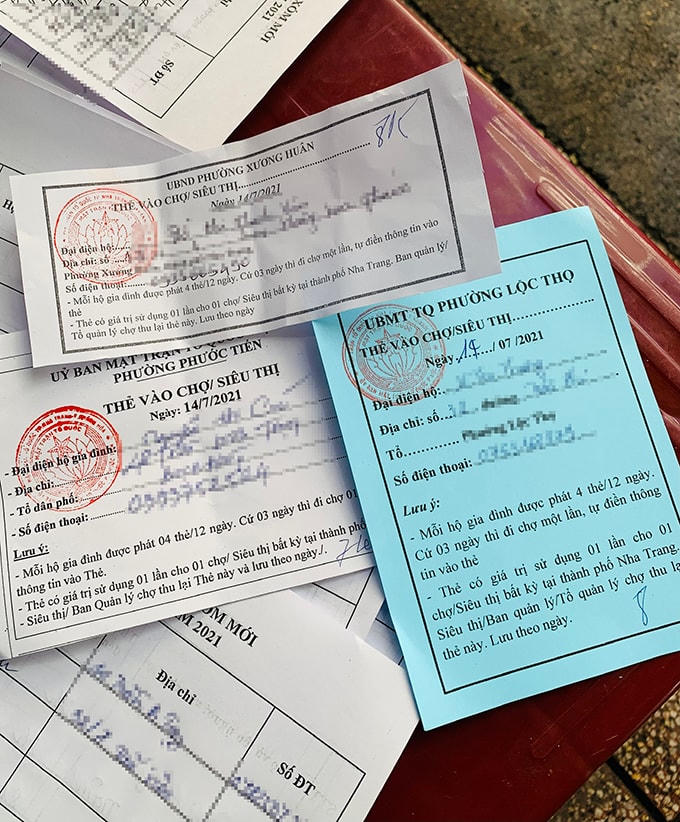 Thẻ, phiếu vào chợ tại TP Nha Trang. 