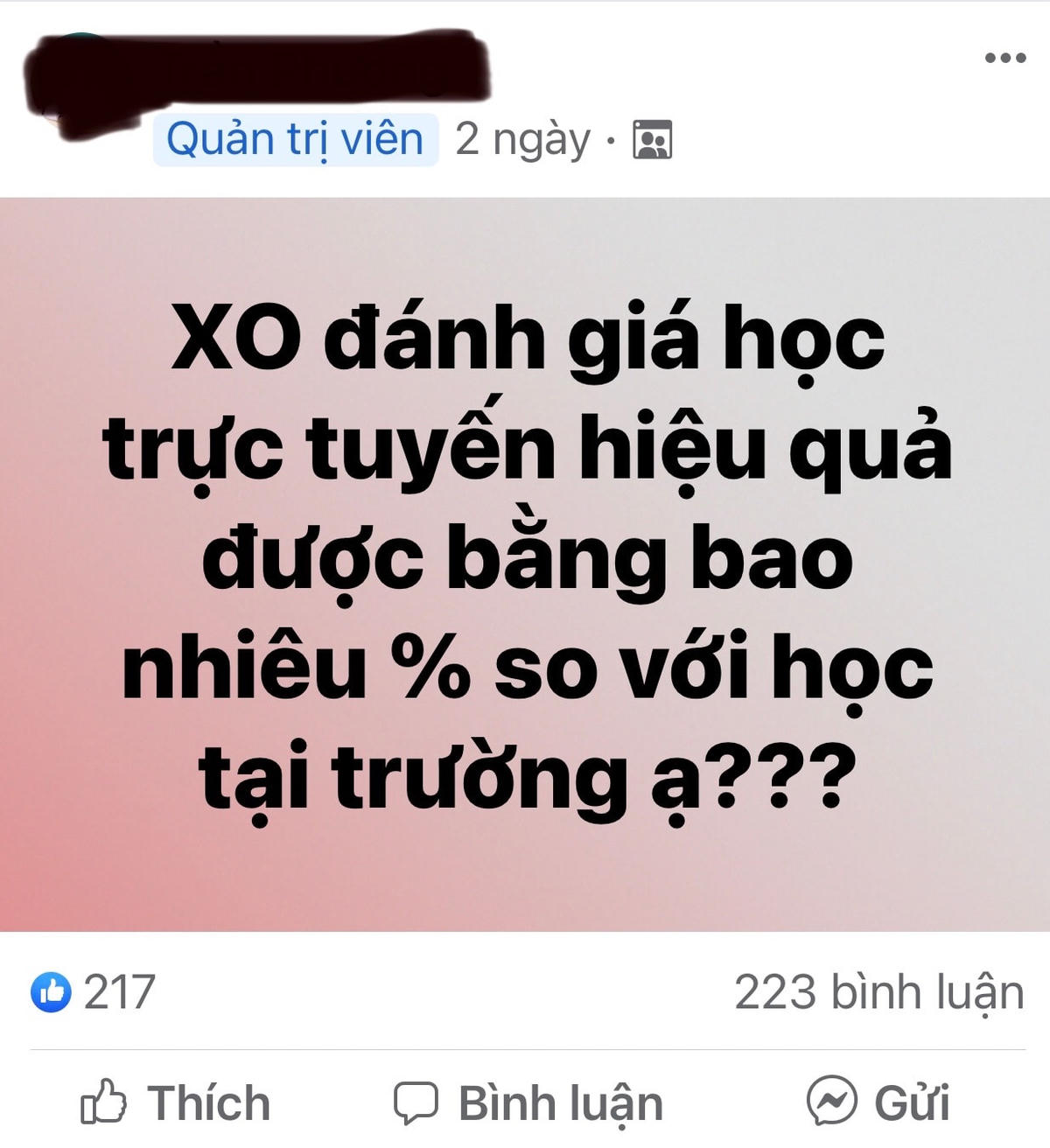 Trên một diễn đàn giáo dục, nhiều phụ huynh cho biết hiệu quả việc học online chỉ đạt 50%.