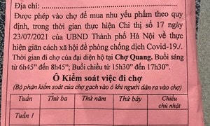 Phiếu đi chợ giữa mùa dịch Covid-19.