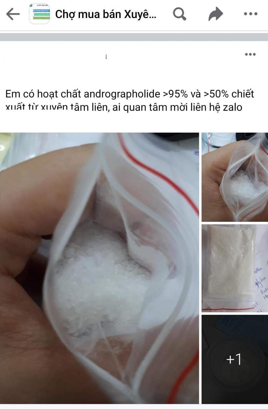 Hoạt chất Andrographolide cũng được rao bán trên các hội nhóm.