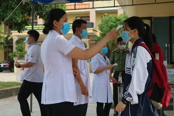 Một điểm thi vào lớp 10 tại Quảng Bình. Ảnh: Phan Quý.