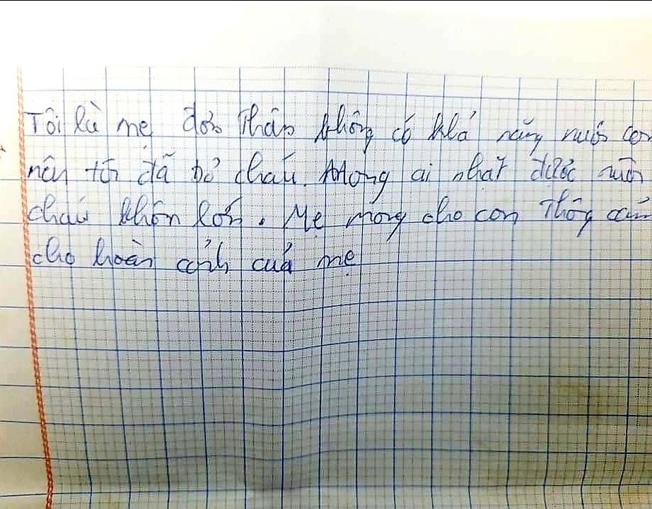 Bức thư của người mẹ để lại.