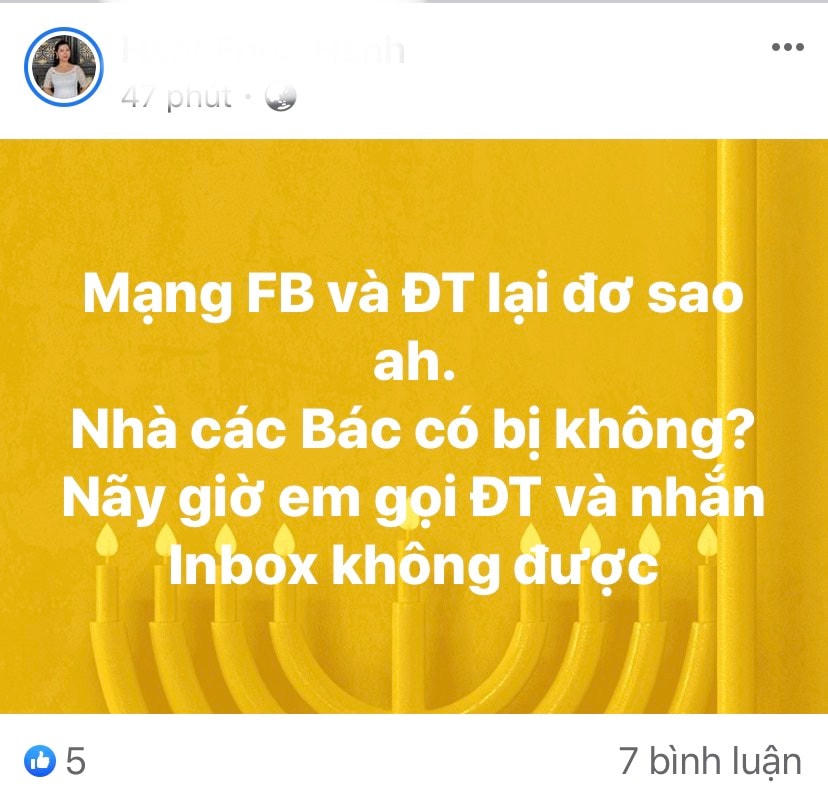 Chị Hồng Hạnh chia sẻ thông tin về việc ứng dụng Facebook Messenger bị lỗi. (Nguồn: FBNV)