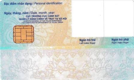Mặt sau của thẻ CCCD có gắn chip mới