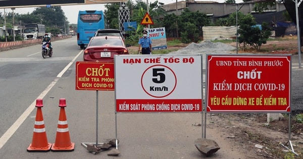 Một chốt kiểm soát phòng, chống Covid-19 của tỉnh Bình Phước. Ảnh: A.Lộc.