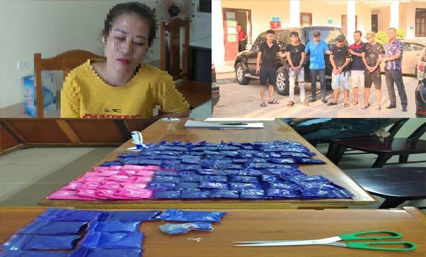Các đối tượng cùng tang vật vụ án.