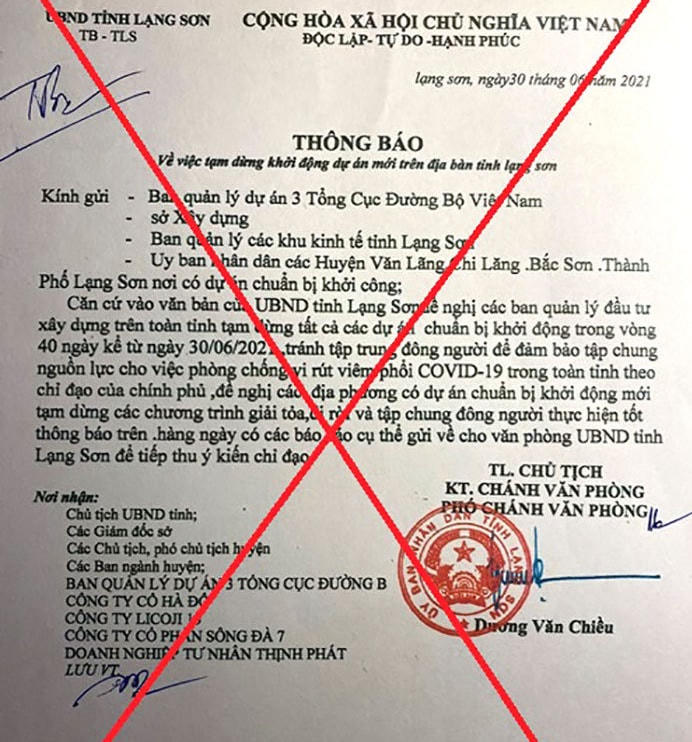 Người dân, doanh nghiệp cần cảnh giác với văn bản giả mạo được lan truyền trên mạng xã hội như thế này.