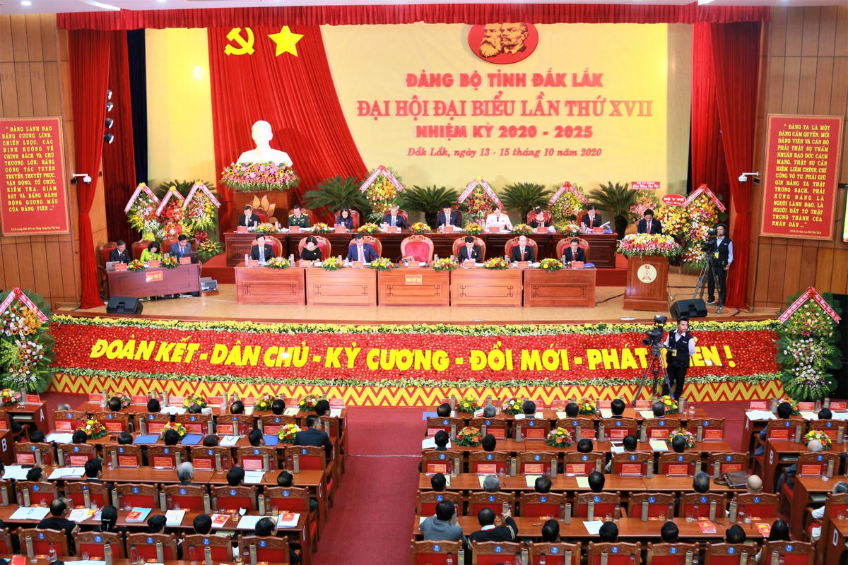 Quang cảnh Đại hội đại biểu Đảng bộ tỉnh Đắk Lắk lần thứ XVII, nhiệm kỳ 2020 - 2025.