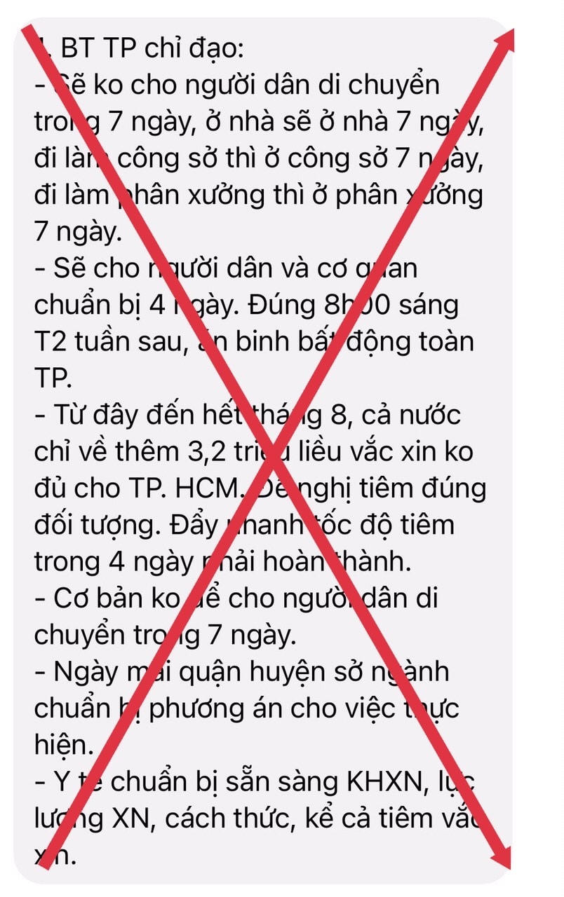 TP HCM bác bỏ thông tin 'không cho người dân di chuyển trong 7 ngày'