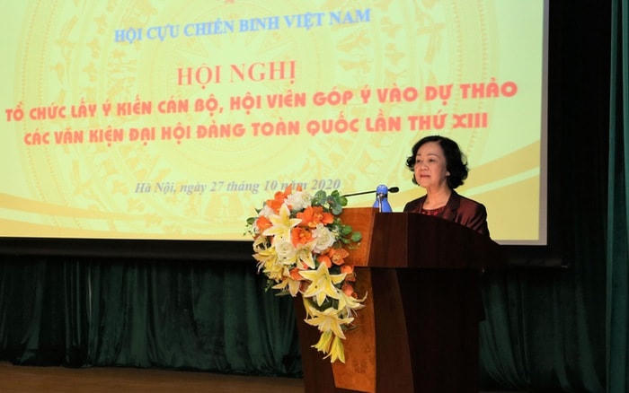Bà Trương Thị Mai phát biểu tại hội nghị. Nguồn: VTV.
