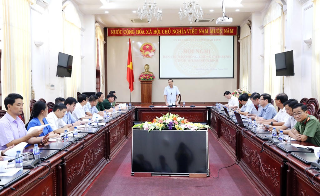 Toàn cảnh Hội nghị triển khai nhiệm vụ phòng, chống dịch bệnh Covid-19. Ảnh: M.Q..