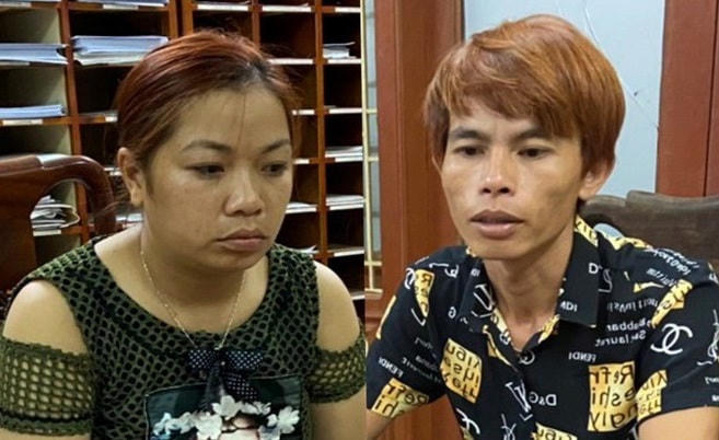 Đối tượng Nguyễn Thị Thu và Đặng Văn Bằng tại cơ quan Công an, trong vụ án bắt cóc bé 2 tuổi ở Bắc Ninh.