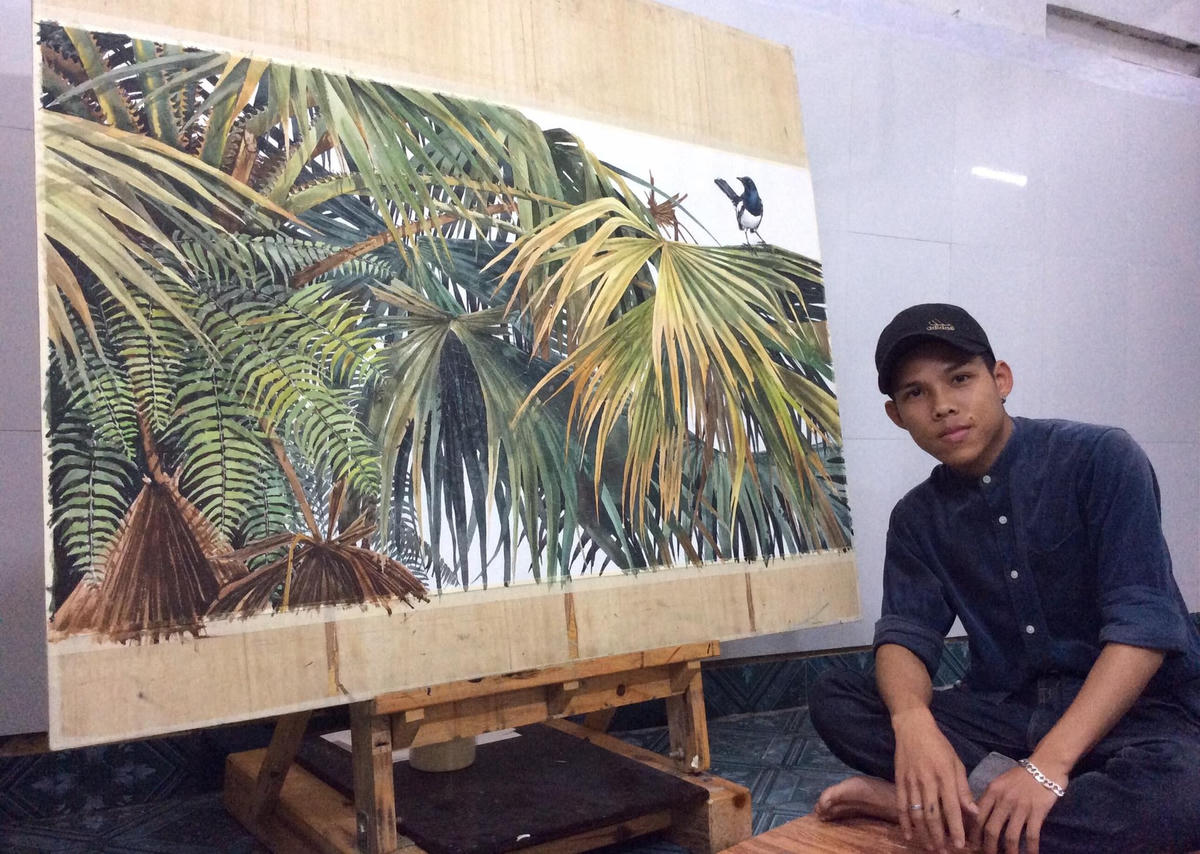 Với chủ đề "Chuyện quê", anh thường chọn lối vẽ trực họa để thể hiện vẹn nguyên cảm xúc bắt gặp. Ảnh: NVCC. 