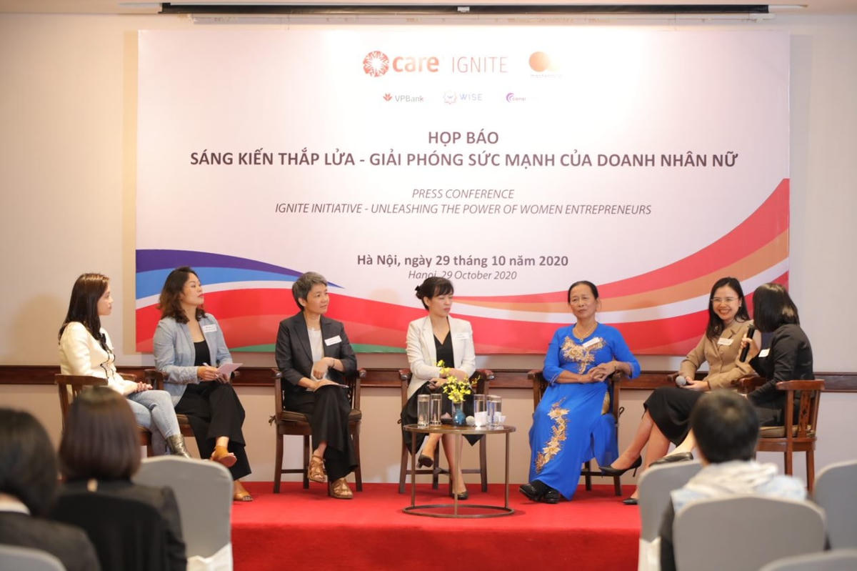 Họp báo Sáng kiến Thắp lửa: Giải phóng sức mạnh doanh nhân nữ tổ chức ngày 29.10. (Nguồn: Tổ chức CARE)