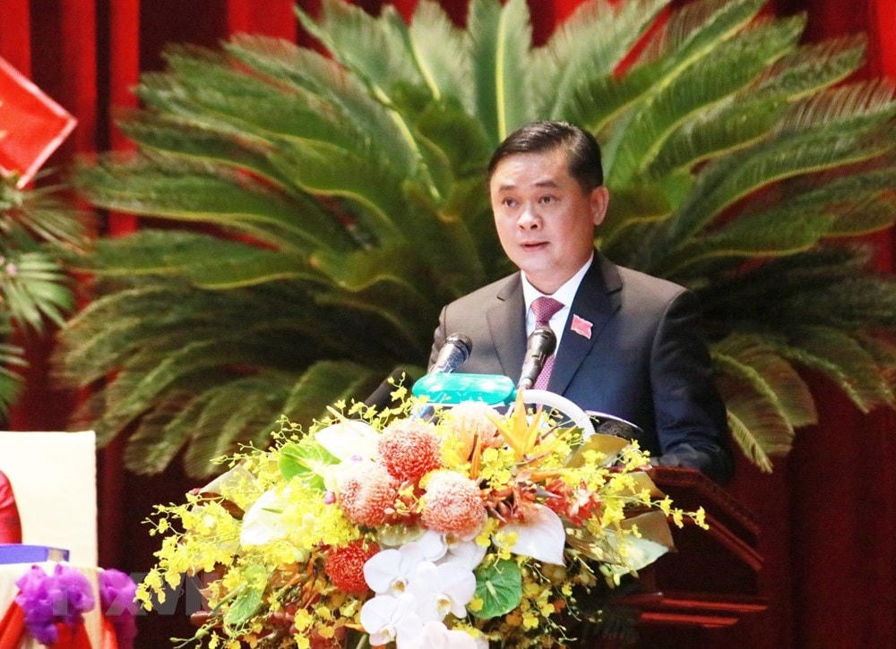 Ông Thái Thanh Quý, Ủy viên Dự khuyết Trung ương Đảng, Bí thư Tỉnh ủy Nghệ An phát biểu khai mạc Đại hội. (Ảnh: Nguyễn Oanh/TTXVN).