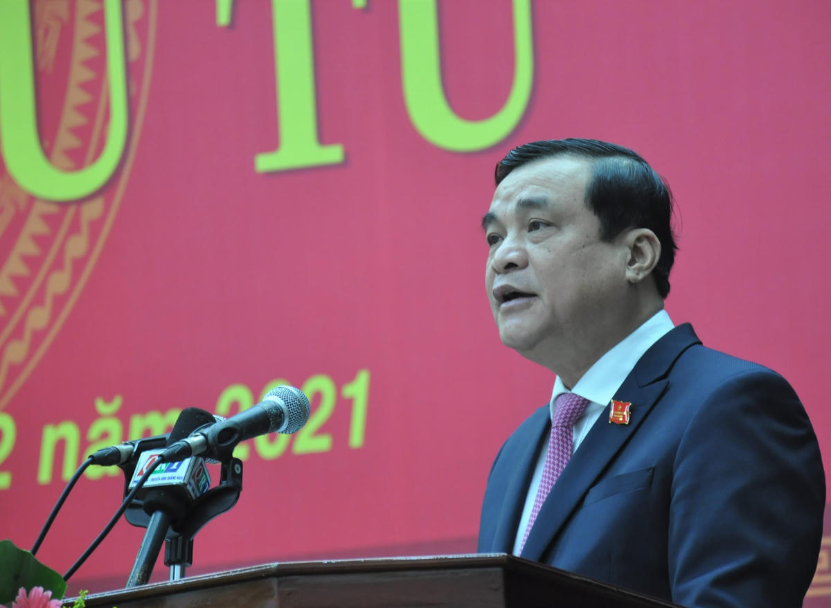 Ông Phan Việt Cường, Bí thư Tỉnh ủy Quảng Nam phát biểu khai mạc kỳ họp thứ 4.