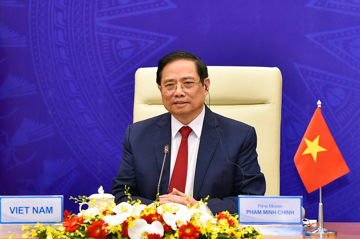 Thủ tướng Chính phủ Phạm Minh Chính phát biểu tại Hội nghị Tương lai châu Á lần thứ 26. Ảnh: VGP/Nhật Bắc.  