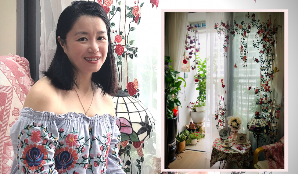 Cô Vân Anh với không gian "Vườn hồng" để đọc sách, thư giãn.