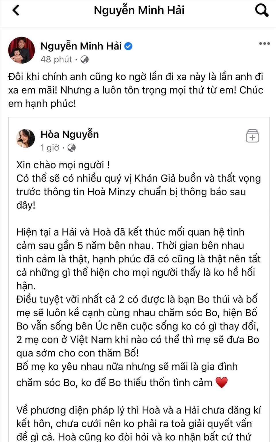 Lời xác nhận chia tay của thiếu gia Minh Hải khiến người hâm mộ ấm lòng. 