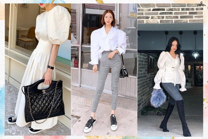 Cô nàng xúng xính trong những chiếc áo trăng đơn giản đến chiếc váy trắng tinh tế, phần tay bồng cổ điển giúp nàng hóa thành công chúa. Nguồn: Kênh 14.