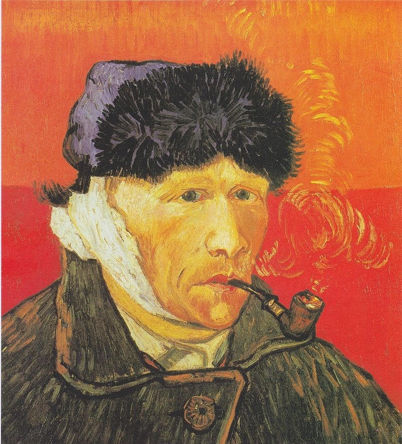 Chân dung tự họa phần mặt trái của Van Gogh sau tự cắt tai.