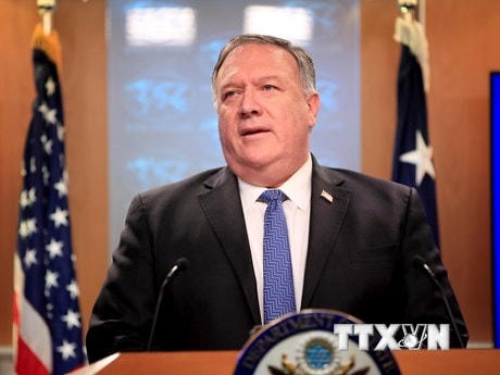 Ngoại trưởng Mỹ Mike Pompeo tại cuộc họp báo ở Washington, DC. (Ảnh: AFP/TTXVN).