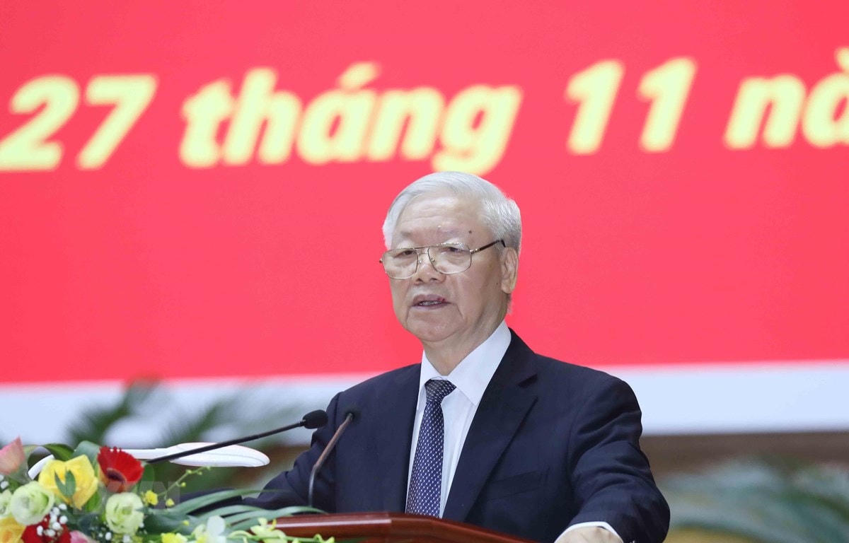 Tổng Bí thư, Chủ tịch nước Nguyễn Phú Trọng phát biểu chỉ đạo Hội nghị. (Ảnh: Phương Hoa/TTXVN).