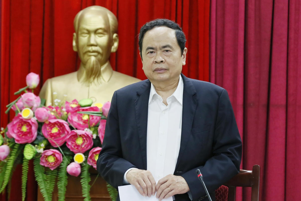 Bí thư Trung ương Đảng, Chủ tịch UBTƯ MTTQ Việt Nam Trần Thanh Mẫn phát biểu tại cuộc làm việc.