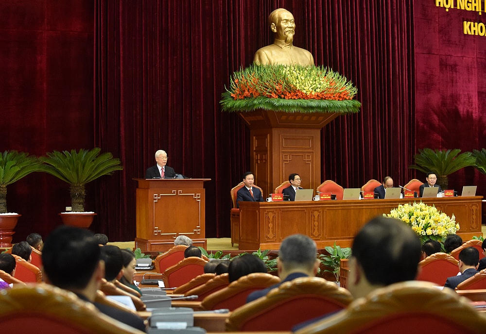 Thay mặt Bộ Chính trị, Ban Bí thư, Tổng Bí thư, Chủ tịch nước Nguyễn Phú Trọng phát biểu khai mạc Hội nghị.  