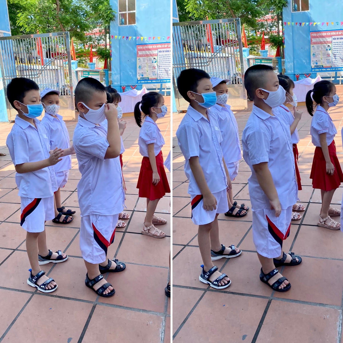 Học sinh Quảng Ninh luôn thực hiện nghiêm việc đeo khẩu trang để đảm bảo an toàn phòng, chống dịch.