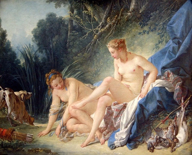 Bức "Nữ thần Diana tắm" do danh họa người Pháp François Boucher thực hiện hồi năm 1742.