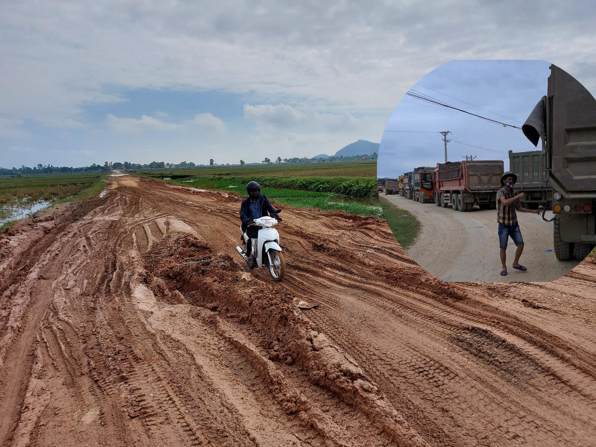 Chỉ trong vòng nửa năm, tuyến Tỉnh lộ 512 dài 1,9 km qua địa bàn xã Thăng Bình, huyện Nông Cống đã hư hỏng nặng vì xe quá tải.