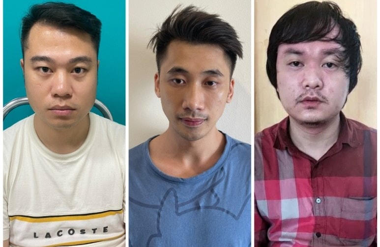 Từ trái qua phải, các đối tượng Dũng, Khôi và Quyết.
