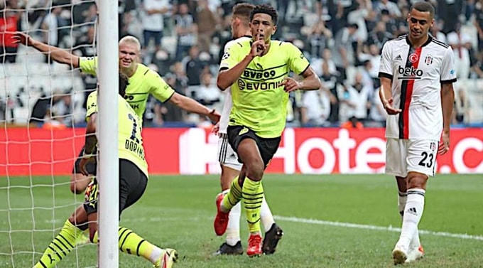 Bellingham mừng bàn thắng vào lưới Besiktas. Ảnh: Reuters.