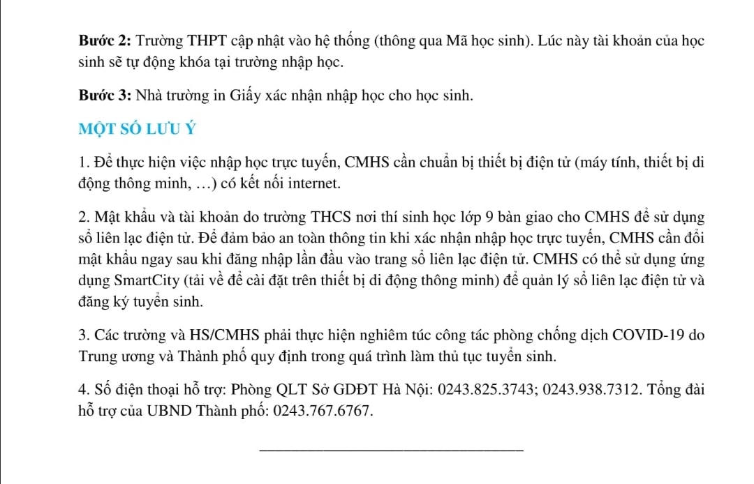 Chi tiết điểm chuẩn trúng tuyển vào lớp 10 THPT công lập Hà Nội