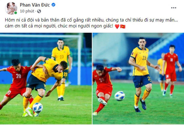 Tiền đạo Phan Văn Đức cho rằng đội tuyển hôm nay đã cố gắng rất nhiều nhưng thiếu đi sự may mắn.