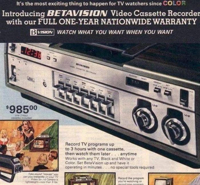 Máy ghi băng video Betavision: 985,00 USD.