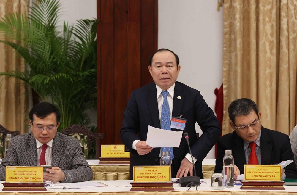 Ông Nguyễn Ngọc Bảo, Chủ tịch Liên minh HTX Việt Nam phát biểu. (Ảnh: Thống Nhất/TTXVN).