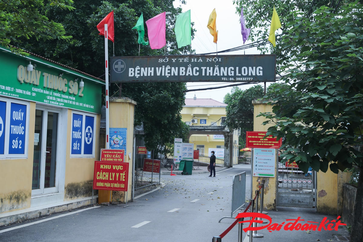 Bệnh viện Bắc Thăng Long - nơi ca mắc Covid-19 mới đến khám tạm thời ngừng tiếp nhận bệnh nhân, thực hiện cách ly y tế. Ảnh: Quang Vinh. 
