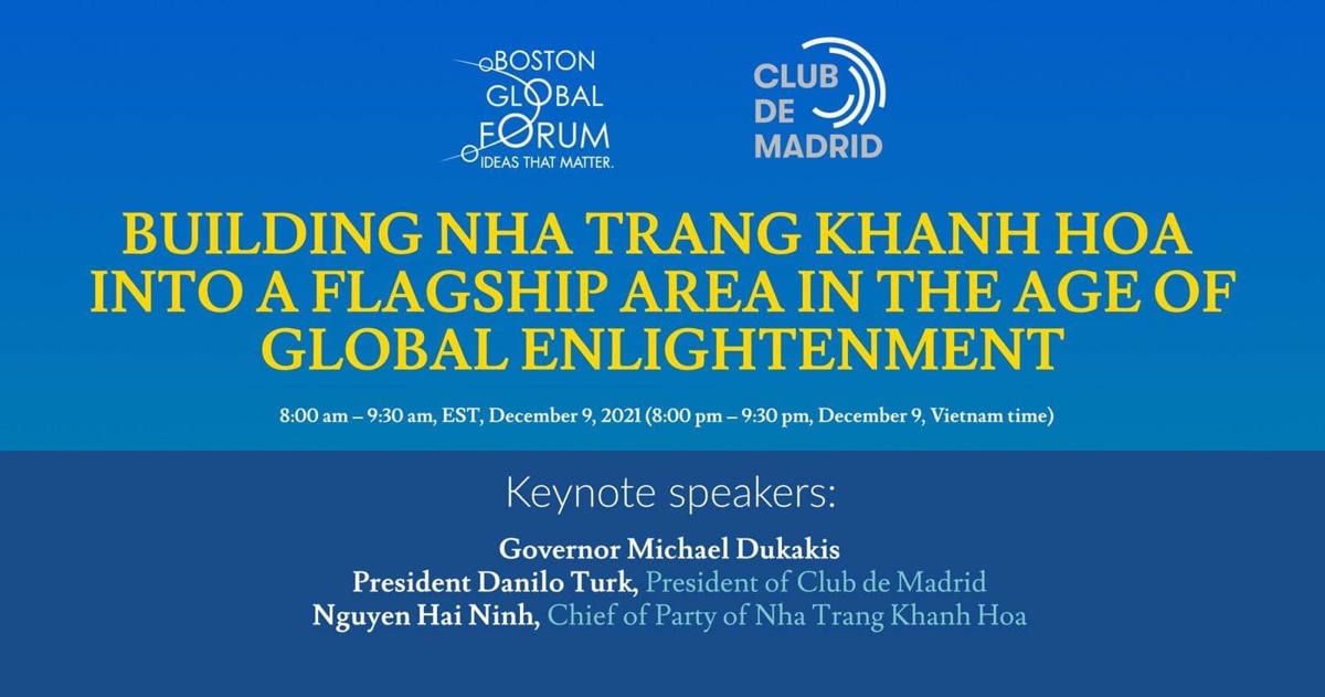 Phiên thảo luận trực tuyến "Xây dựng Nha Trang- Khánh Hoà trở thành trung tâm sáng tạo trong Kỷ nguyên khai sáng toàn cầu" tổ chức vào 20h ngày 9/12/2021 (theo giờ Việt Nam).