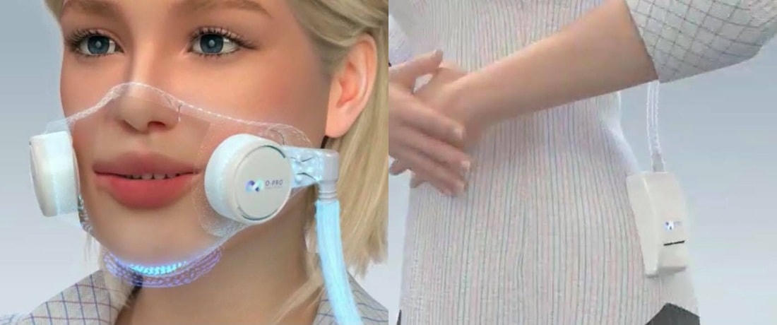 Phiên bản khẩu trang với mặt nạ nửa hở, kết hợp thiết bị lọc khí diệt khuẩn và virus, vô cùng tiện lợi khi sử dụng hàng ngày.