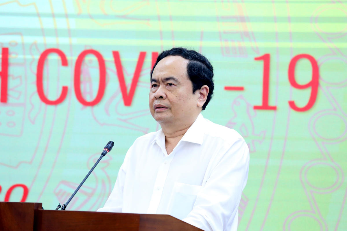 Chủ tịch Trần Thanh Mẫn phát biểu tại buổi tiếp nhận. Ảnh: Quang Vinh.