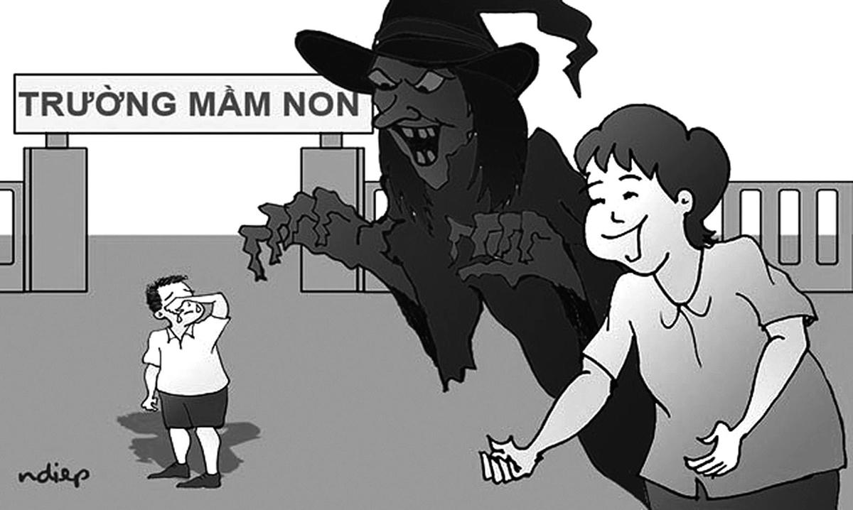 Một biếm họa cho thấy ác mộng của trẻ thơ.