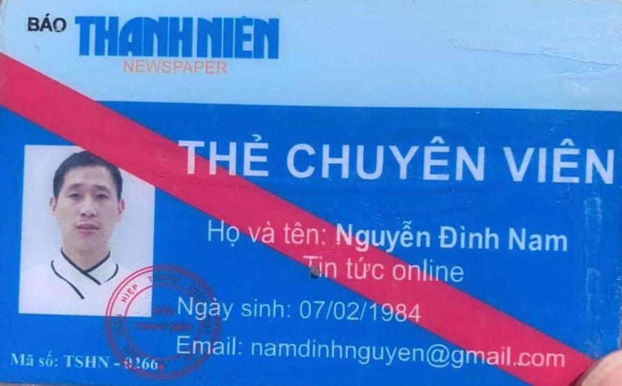 Chiếc thẻ giả mạo mà Nguyễn Đình Nam sử dụng.