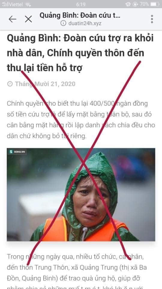 Chia sẻ thông tin không chính xác.