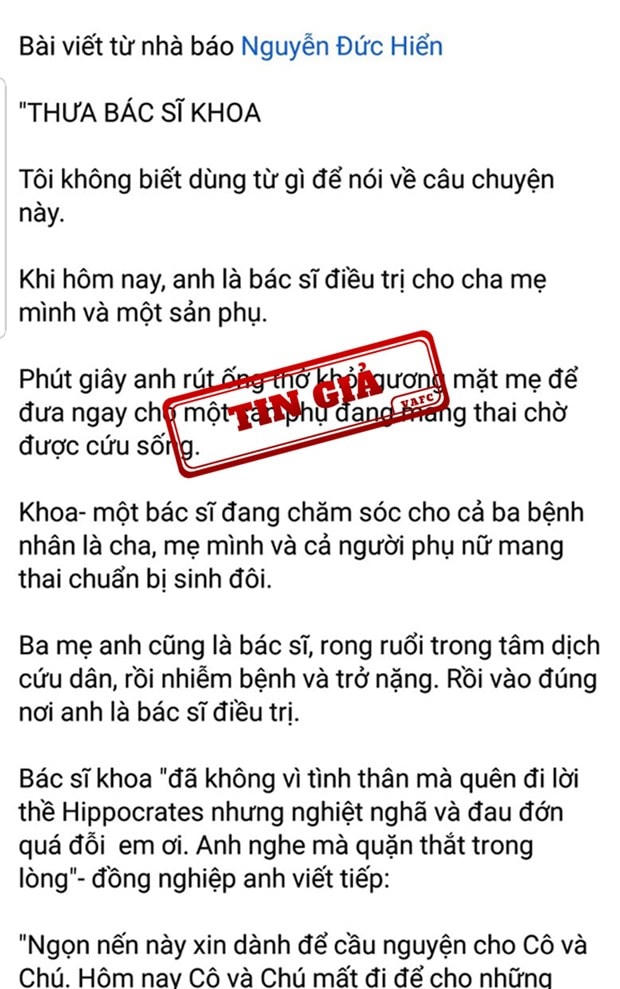 Ảnh chụp từ một bài viết trên mạng xã hội. (Ảnh: VAFC).