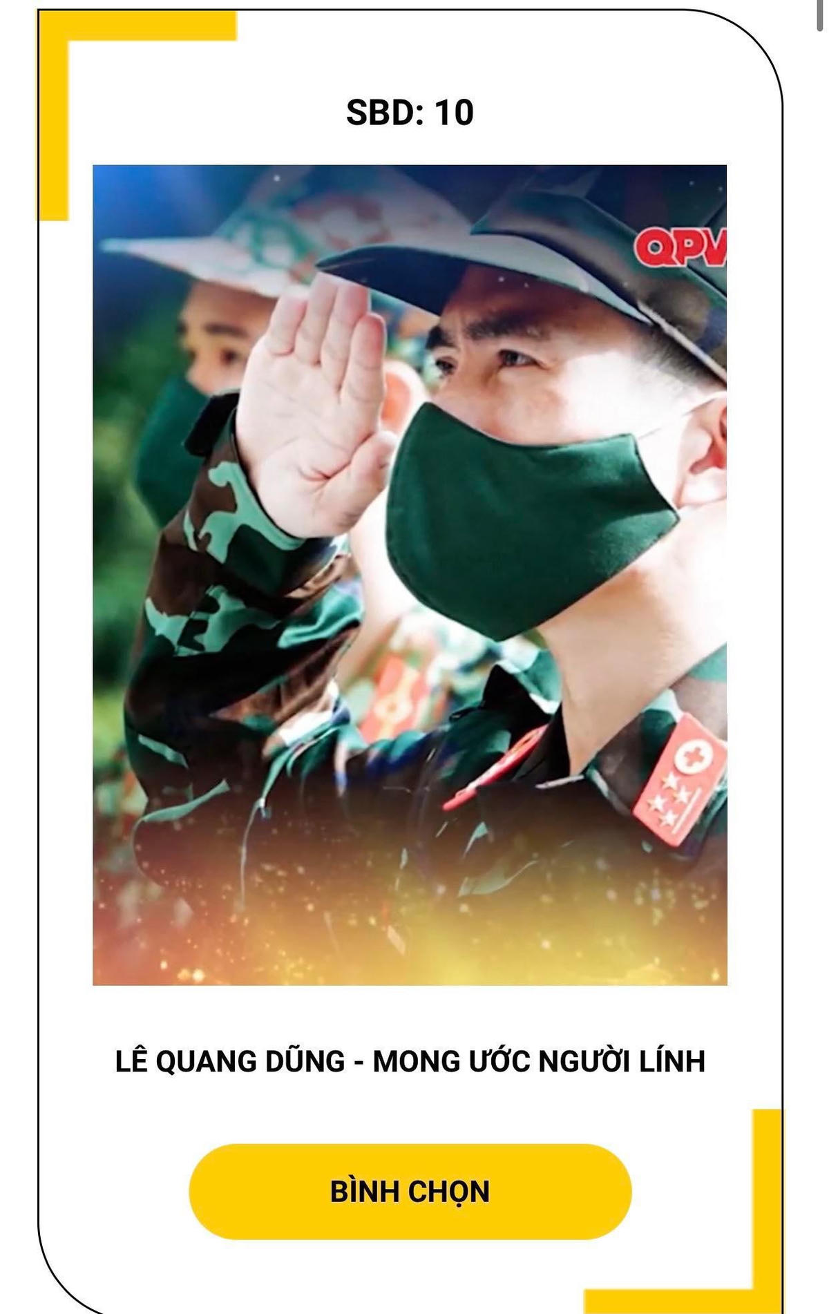 Tiết mục "Mong ước người lính" - Lê Quang Dũng.