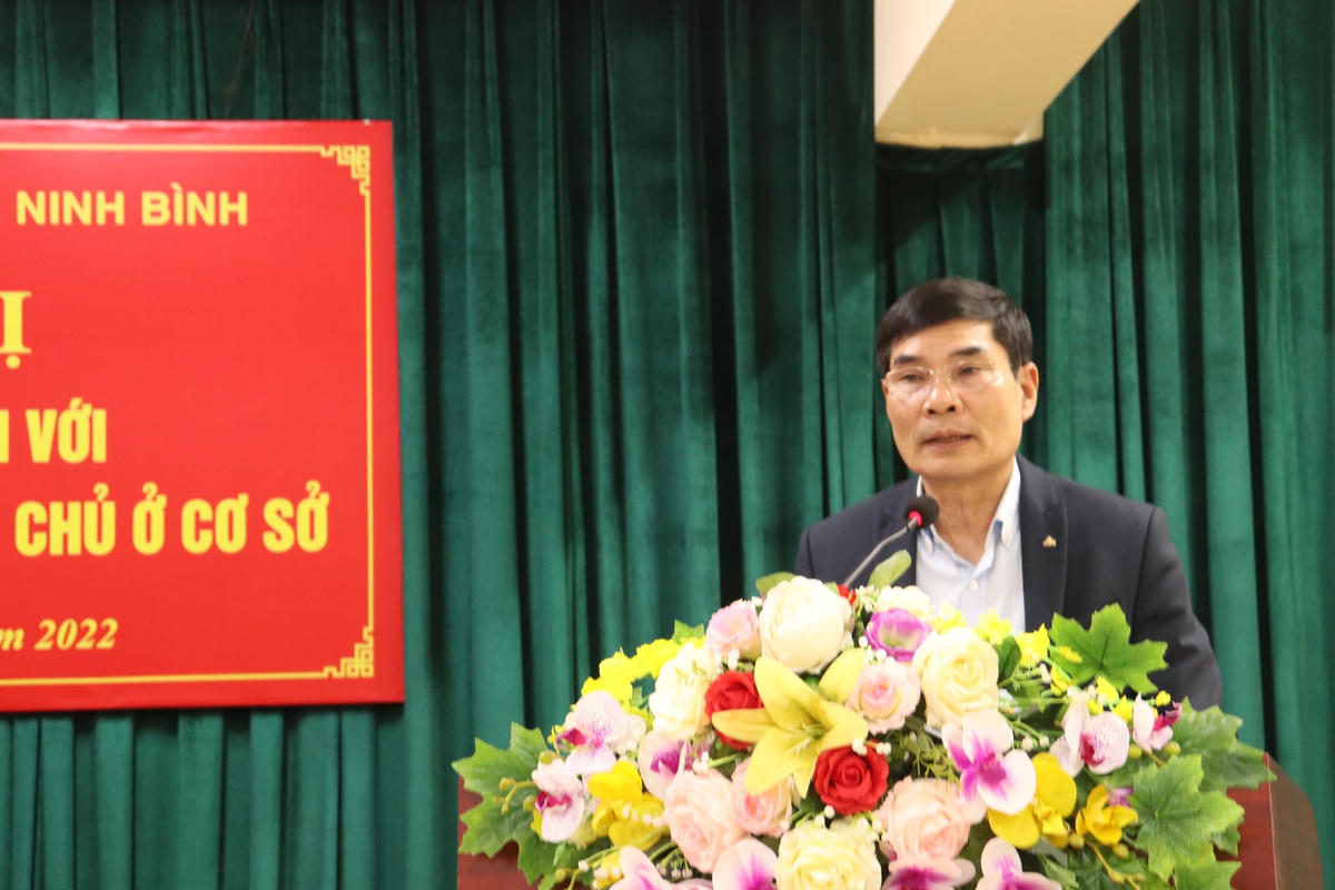 Ông Đỗ Việt Anh, Chủ tịch Uỷ ban MTTQ tỉnh Ninh Bình kết luận hội nghị.