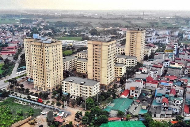 Khu nhà ở xã hội tại Xã Kim Chung, huyện Đông Anh (Hà Nội) dành cho công nhân khu công nghiệp Thăng Long. Ảnh: Danh Lam/TTXVN.  
