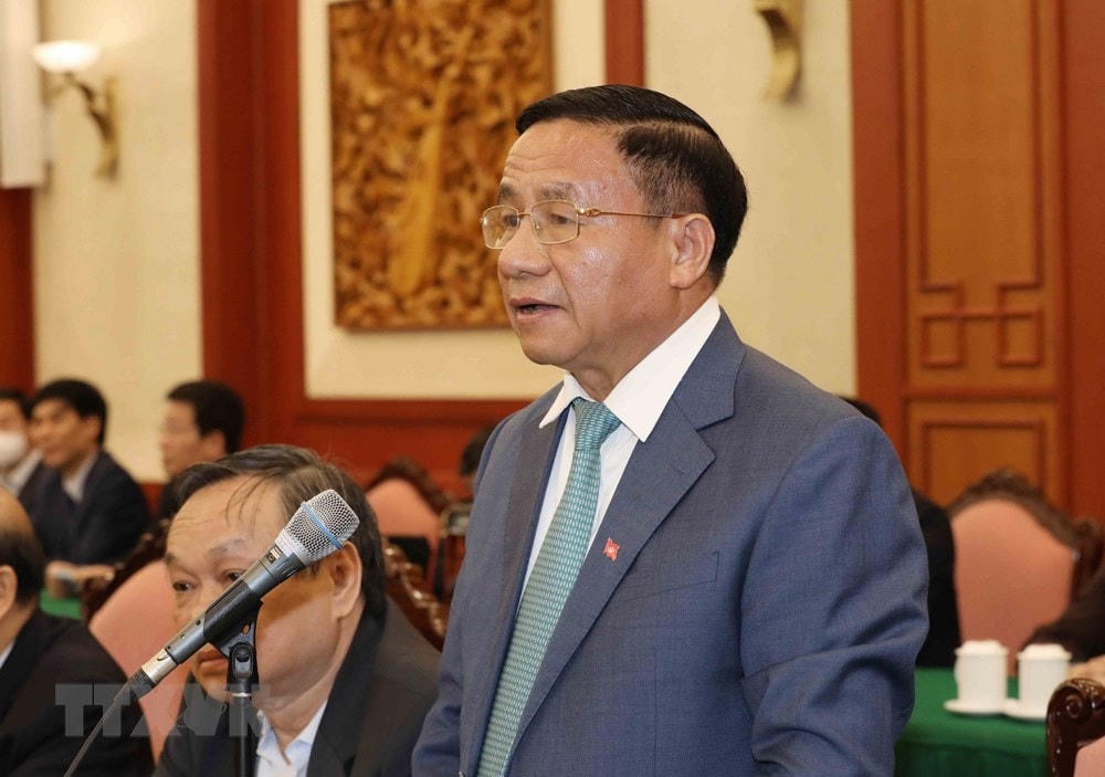 Ông Lê Đình Sơn, nguyên Ủy viên Trung ương Đảng khóa XII, nguyên Bí thư Tỉnh ủy Hà Tĩnh phát biểu. Ảnh: Phương Hoa/TTXVN